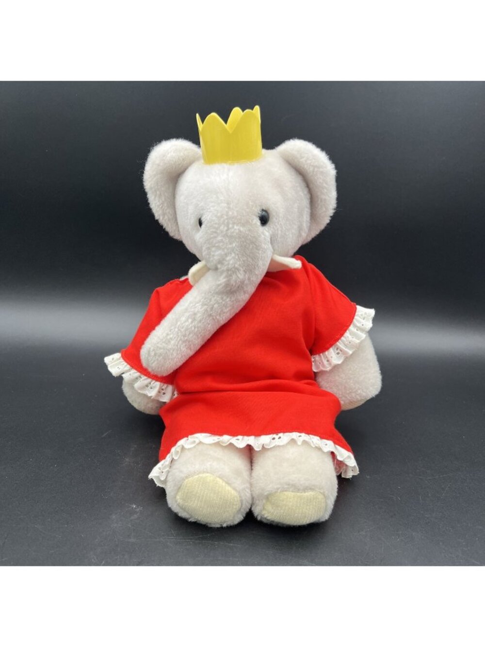 Babar Queen Celeste Elephant Plush 15" Eden Toys Inc Red Dress ‘77 Red Dress Toy
